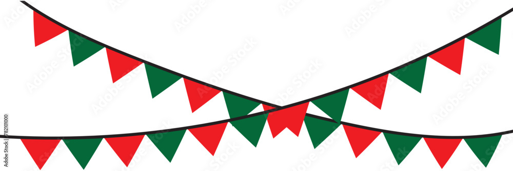 Obraz premium Colorful paper bunting party flags isolated. Cinco de mayo bunting flags 11:11