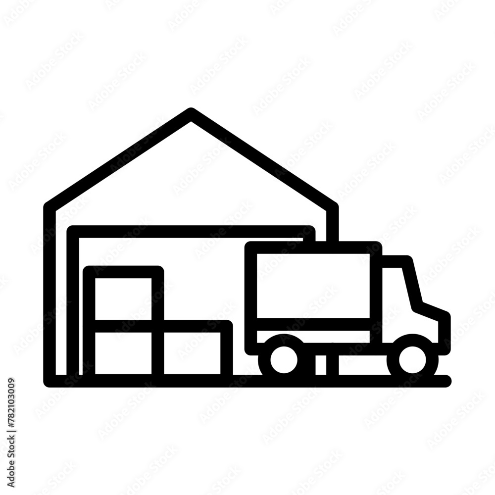 Warehouse Vector Line Icon Design