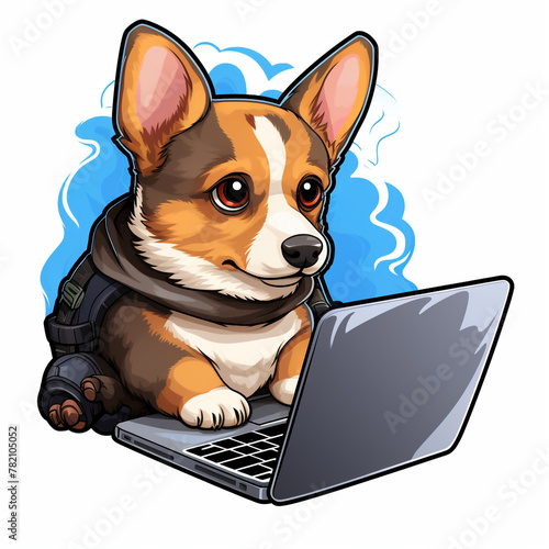 Norrbottens pets dog working on laptop   reated with Generative Ai