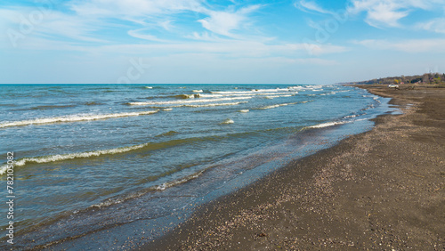 Shore of the Caspian Sea in northern Azerbaijan. Nabran