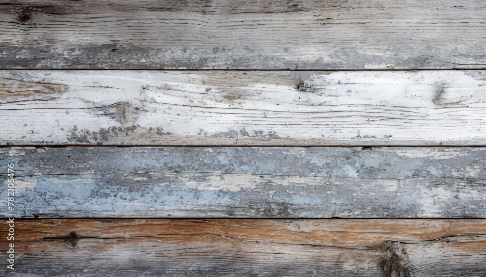Rustic, weathered wooden planks texture with peeling paint in shades of white and silver. aligned horizontally. Rustic, weathered wooden planks texture with peeling paint in shades of white and silver. aligned horizontally.