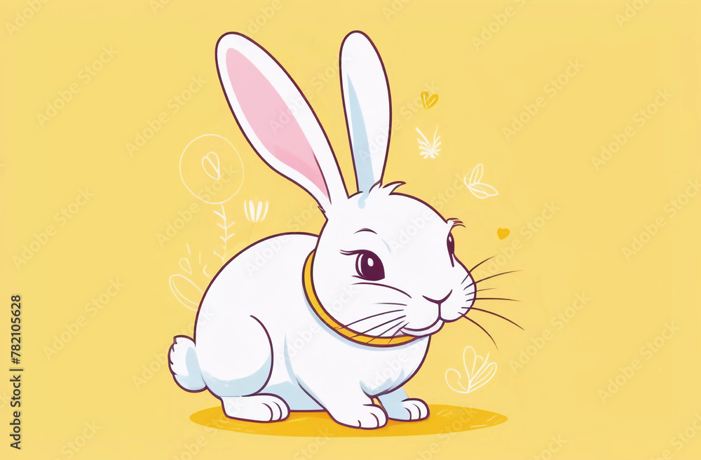 Obraz premium Happy easter background. Easter bunny and egg. Generative AI