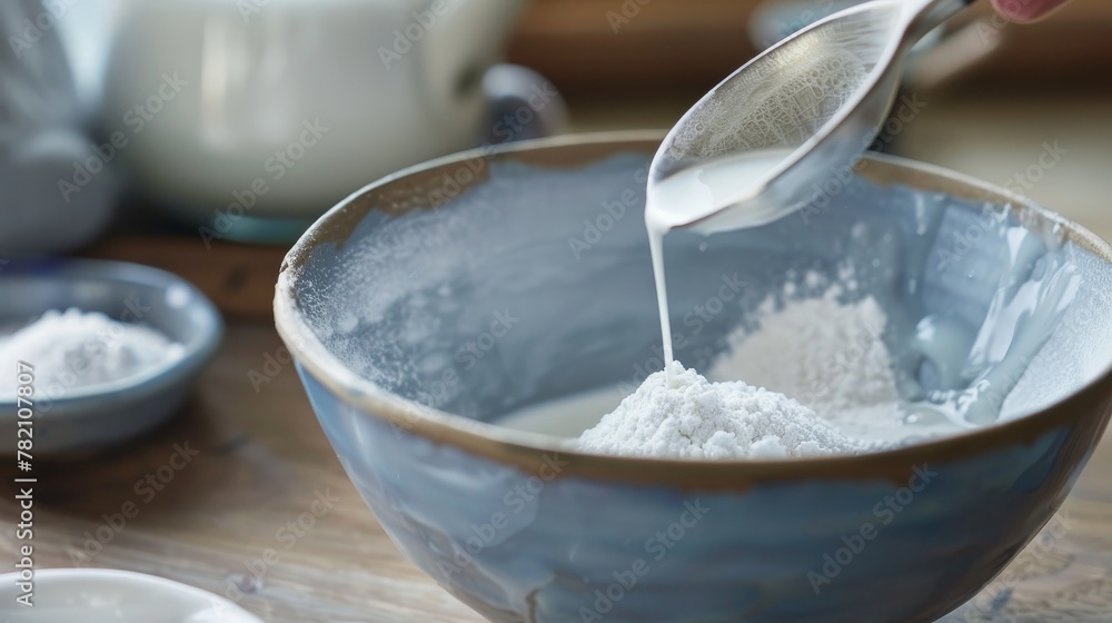 The ritual of mixing milk powder with water becomes a nostalgic journey, each sip enveloped in the warm creaminess of home low texture The ritual of mixing milk powder with water becomes a nostalgic journey, each sip enveloped in the warm creaminess of home low texture
