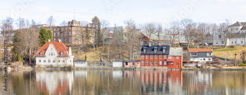 Walking along Nidelven (River) in a Spring mood in Trondheim city photo