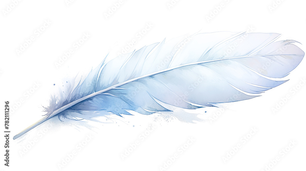 Obraz premium 美しい１枚の白い羽根の水彩イラスト