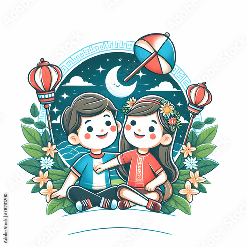 Children playing in the park illustration 