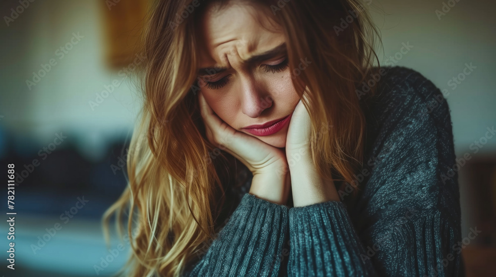 Portrait of a distressed young woman deep in thought, reflecting on emotional challenges. Portrait of a distressed young woman deep in thought, reflecting on emotional challenges.