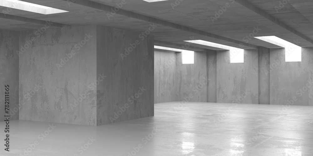 Abstract empty concrete interior. Minimalistic dark room design template Abstract empty concrete interior. Minimalistic dark room design template