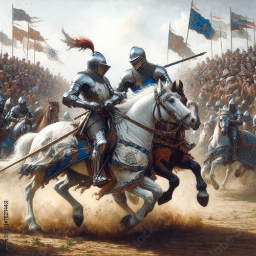 Close-up of a knight in armor in a fight photo