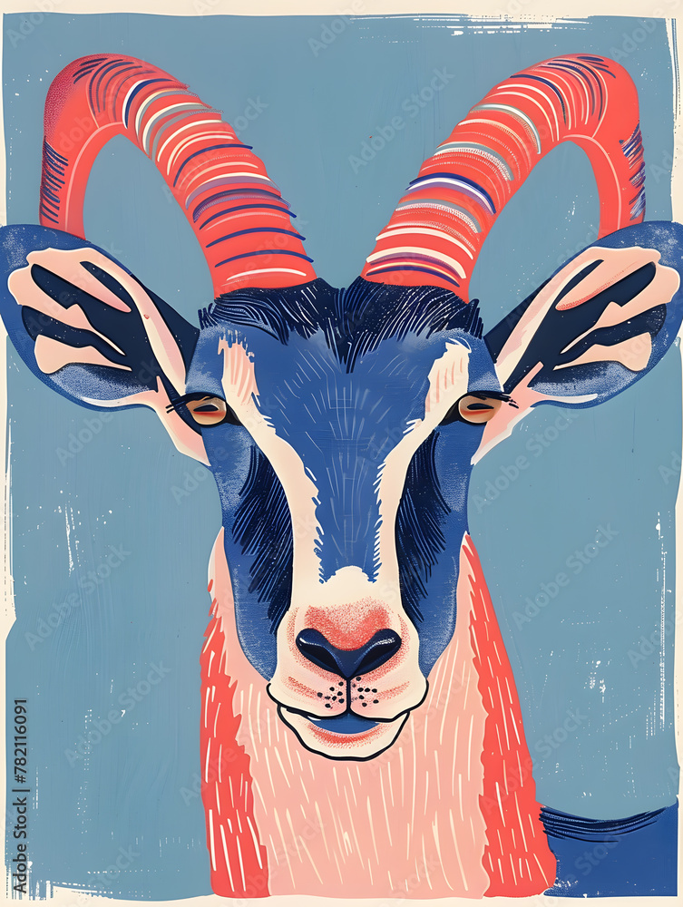 Fototapeta premium Antelope hand drawn Creative Art design poster 