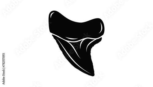 Shark tooth emblem, black isolated silhouette