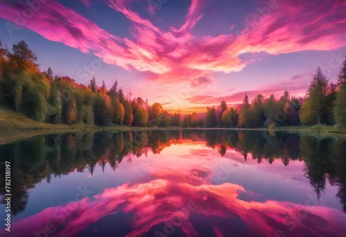 sunset over the lake © Fozia