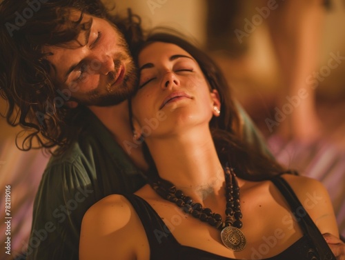 Loving couple in a tantra workshop