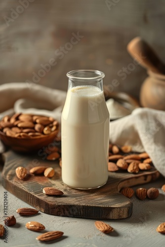 Almond milk as a replacement for cow's milk. Space for copying. Proper nutrition