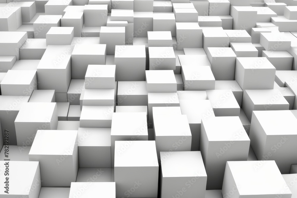 Random shifted white cube boxes block background wallpaper banner with copy space