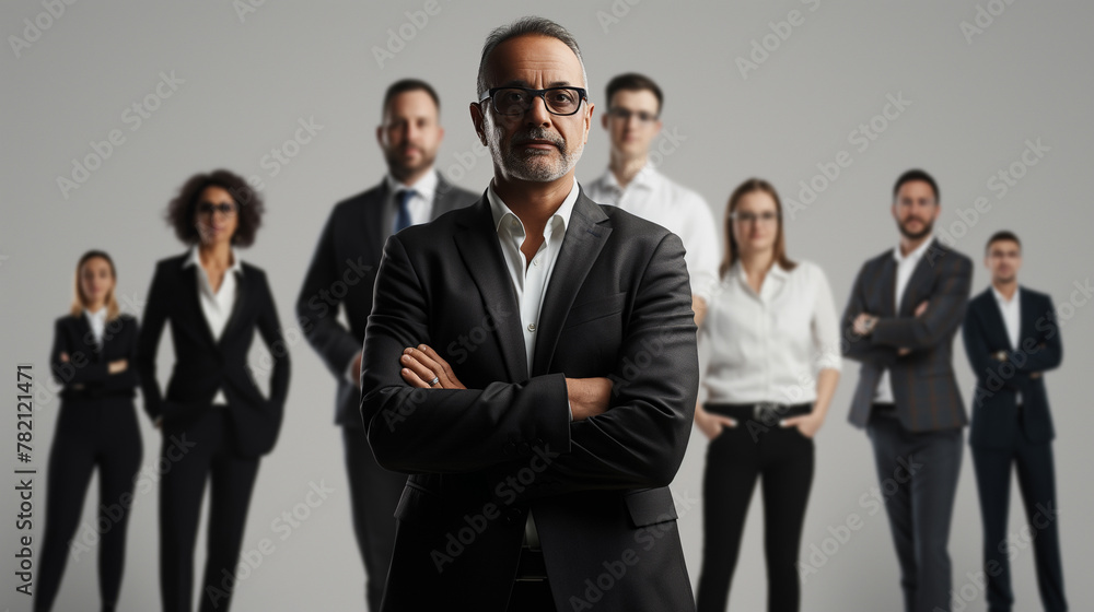 Authoritative Businessman in Front of Team. Authoritative Businessman in Front of Team.