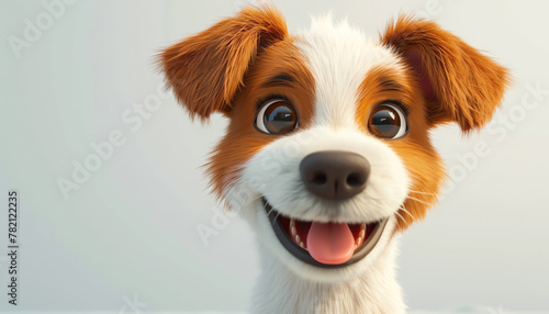 happy dog 3D render Cartoon Animals Isolated Background