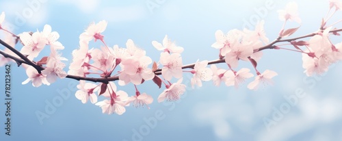 Natural floral background of pink and white flowers with pastel colors. Banner background with copy space.