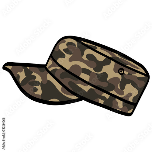 Military Hat Camo Camouflage Cap Vector Illustration