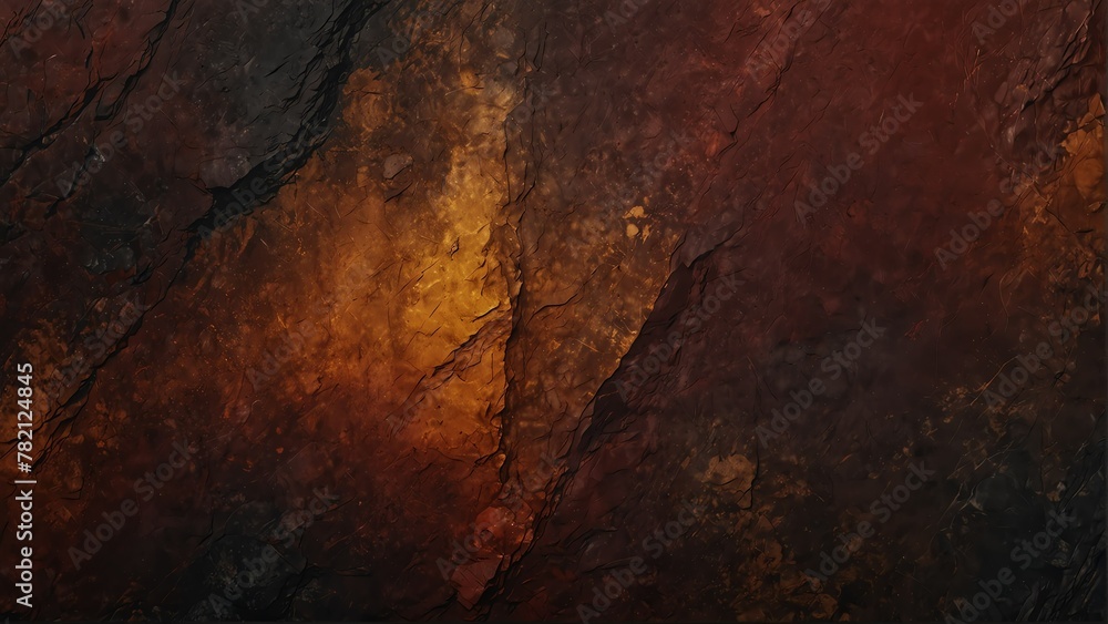 burgundy red to dark amber gradient color rough grunge rock texture close-up background from Generative AI