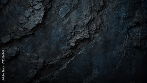 charcoal gray to deep indigo gradient color rough grunge rock texture close-up background from Generative AI