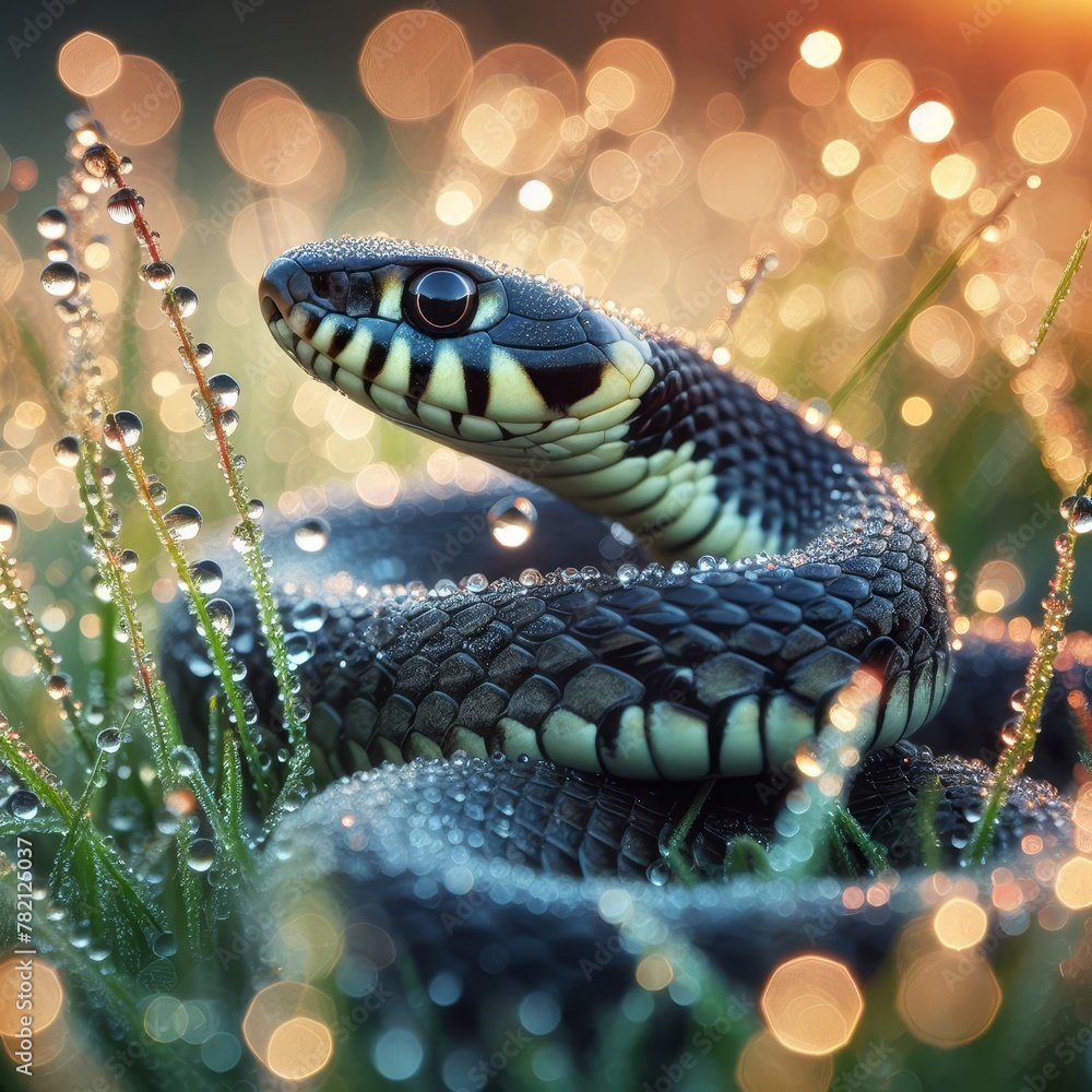 Fototapeta premium Close-up of a grass snake