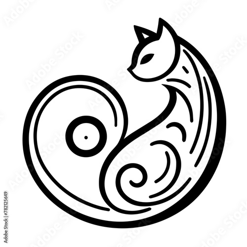 black and white tattoo graceful cat