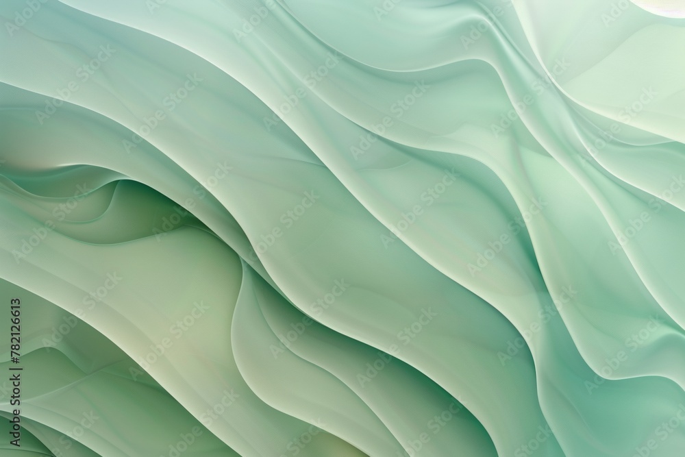 Obraz premium Abstract background with wavy shapes in pale green colors