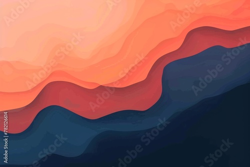 Abstract background with flowing waves in dark blue and orange