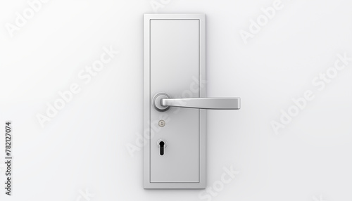 3D illustration of a silver door handle on a white background