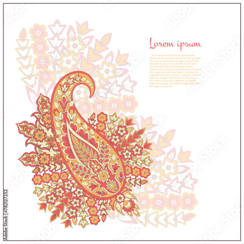 Paisley pattern in indian batik style. Floral vector illustration