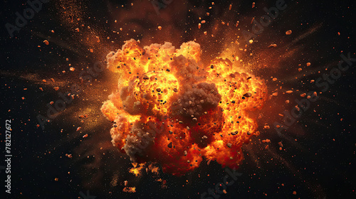 Fiery bomb explosion over a black background © Mohammad Xte