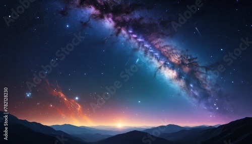 Night sky Universe filled with stars, nebula and galaxy © DEDEN