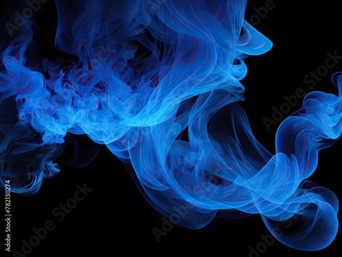 Beautiful blue smoke on a black background.