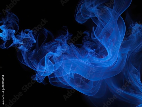 Beautiful blue smoke on a black background.