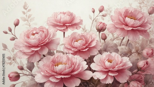 bouquet of pink flowers, illustration © Alexandra