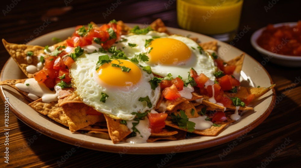 Mexican breakfast with chilaquiles and salsa Mexican breakfast with chilaquiles and salsa