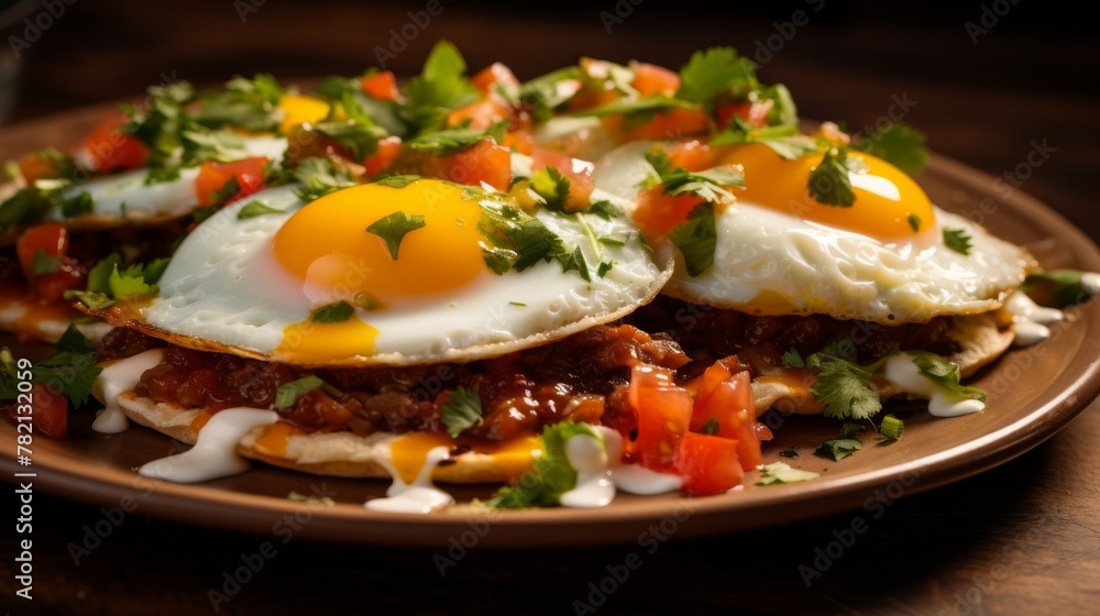 Classic Huevos Rancheros dish with Mexican flair Classic Huevos Rancheros dish with Mexican flair