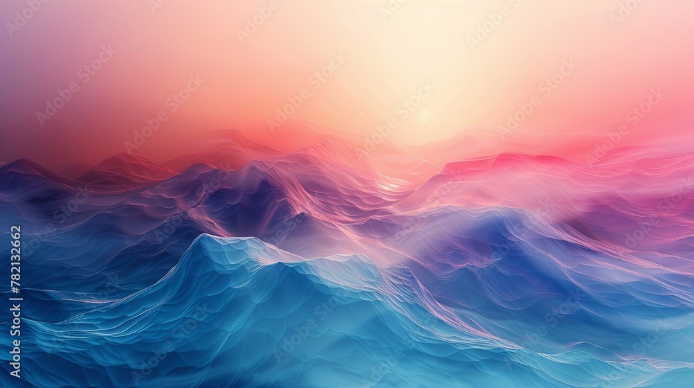 Obraz premium Minimalist Abstract Sunset Background with Foggy Wind, Crafted in 3D AI Image