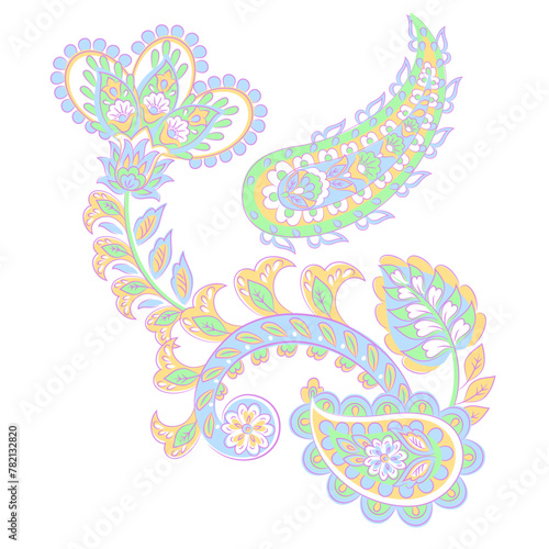 Vector Paisley Floral isolated ornament