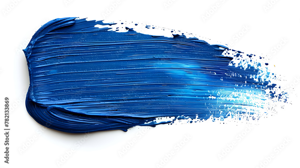 Blue stroke of paint texture isolated on white background