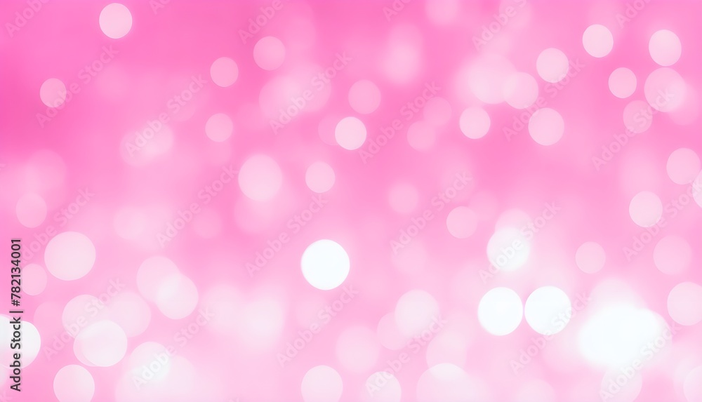 Abstract pink backdrop. White bokeh lights on a pink background.