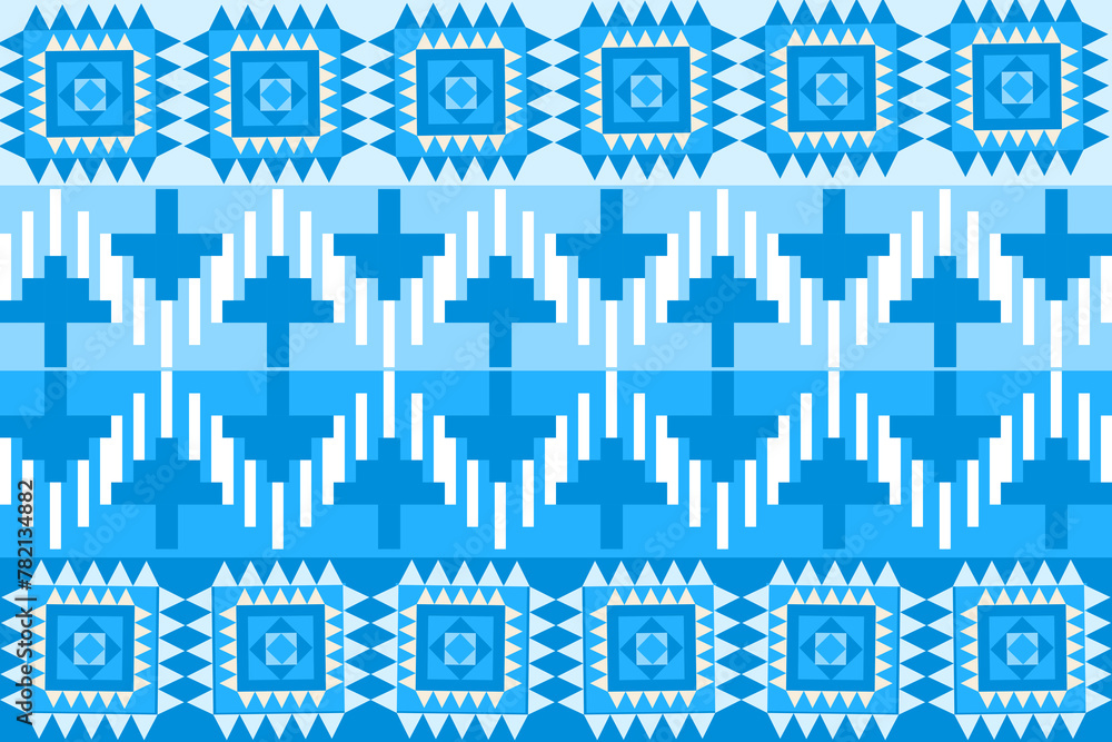 Traditional ethnic, geometric, ethnic,culture,ikat, fabric pattern for textiles,rugs,wallpaper,clothing,sarong,batik,wrap,embroidery,print,background, illustration, ikat,  blue and white pattern  