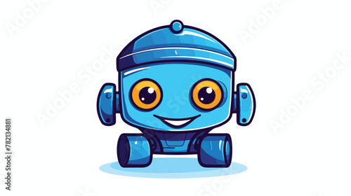 Simple blue robots logo design 2d flat cartoon vact © Mishi