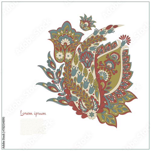 Floral Paisley vector pattern. Damask Isolated ornament