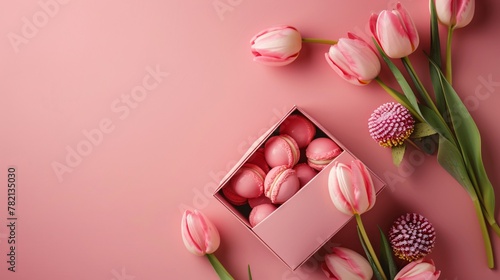 mother's day pink background with copy space