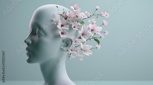 woman with flowers , generative ai