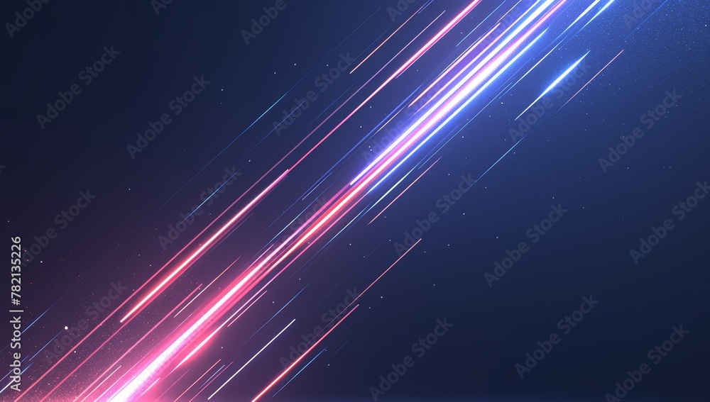 3d render, abstract background with neon glowing lines in pink and blue colors on black background. Glowing futuristic light effect. 