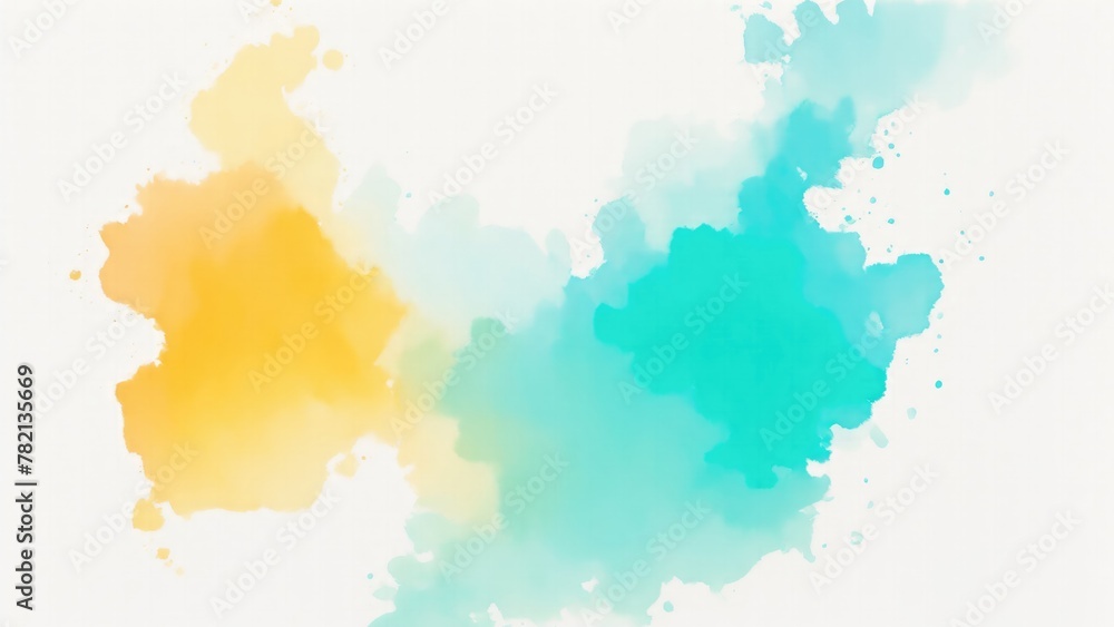Obraz premium Cyan, Gold and Orange, Teal, Gradient Watercolor On a White background