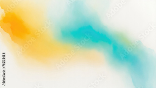Cyan, Gold and Orange, Teal, Gradient Watercolor On a White background